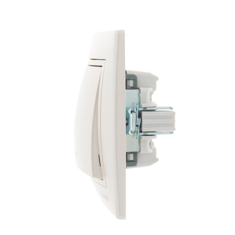 Выключатель проходной 1-кл. СП Мира 10А со вставкой жемчуж./бел. перламутр. LEZARD 701-3030-105