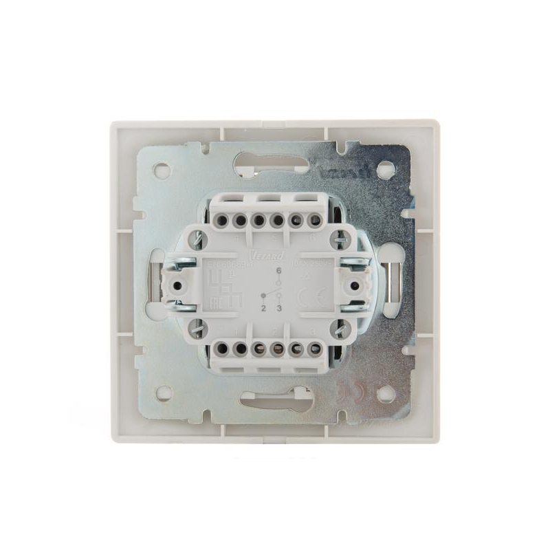 Выключатель проходной 1-кл. СП Мира 10А со вставкой жемчуж./бел. перламутр. LEZARD 701-3030-105