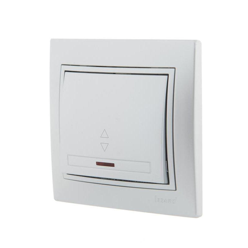 Выключатель проходной 1-кл. СП Мира 10А с подсветкой со вставкой сер. метал. LEZARD 701-1010-114