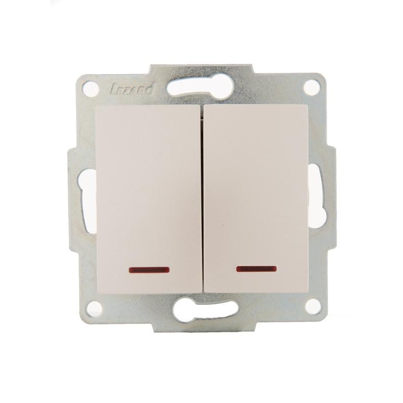 Механизм выключателя 2-кл. 1п СП Karina 10А IP20 с подсветкой жемчуж./бел. перламутр. LEZARD 707-3088-112