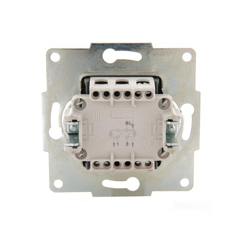 Механизм выключателя 2-кл. 1п СП Karina 10А IP20 с подсветкой жемчуж./бел. перламутр. LEZARD 707-3088-112