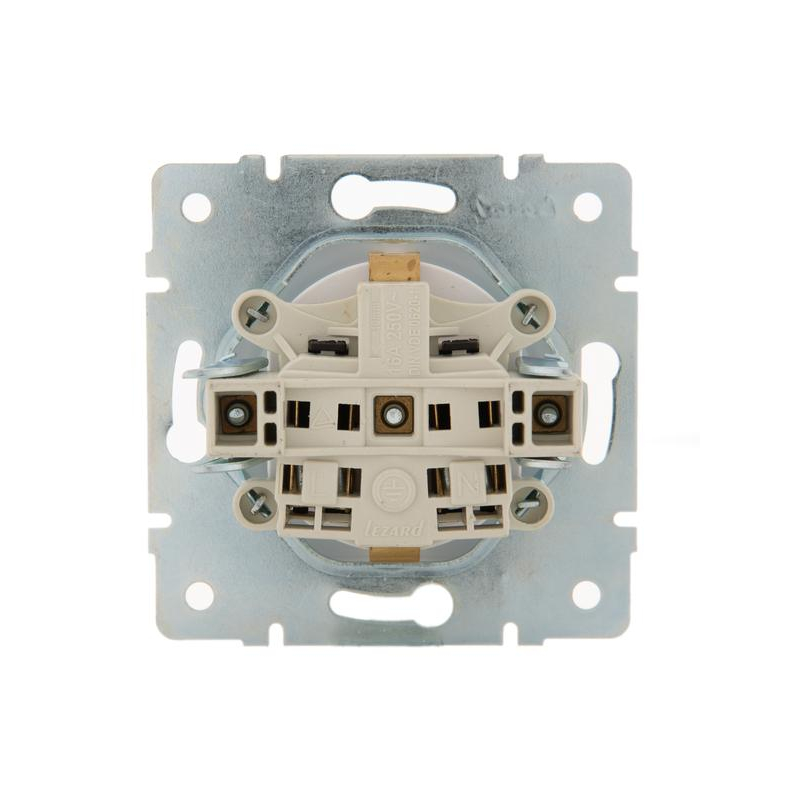 Механизм розетки 1-м СП Karina с заземл. защ. шторки термопласт жемчуж./бел. перламутр. LEZARD 707-3088-124B