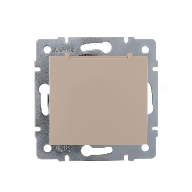 Механизм розетки 1-м СП KARINA с защ. крышкой термопласт с заземл. крем LEZARD 707-0388-123B