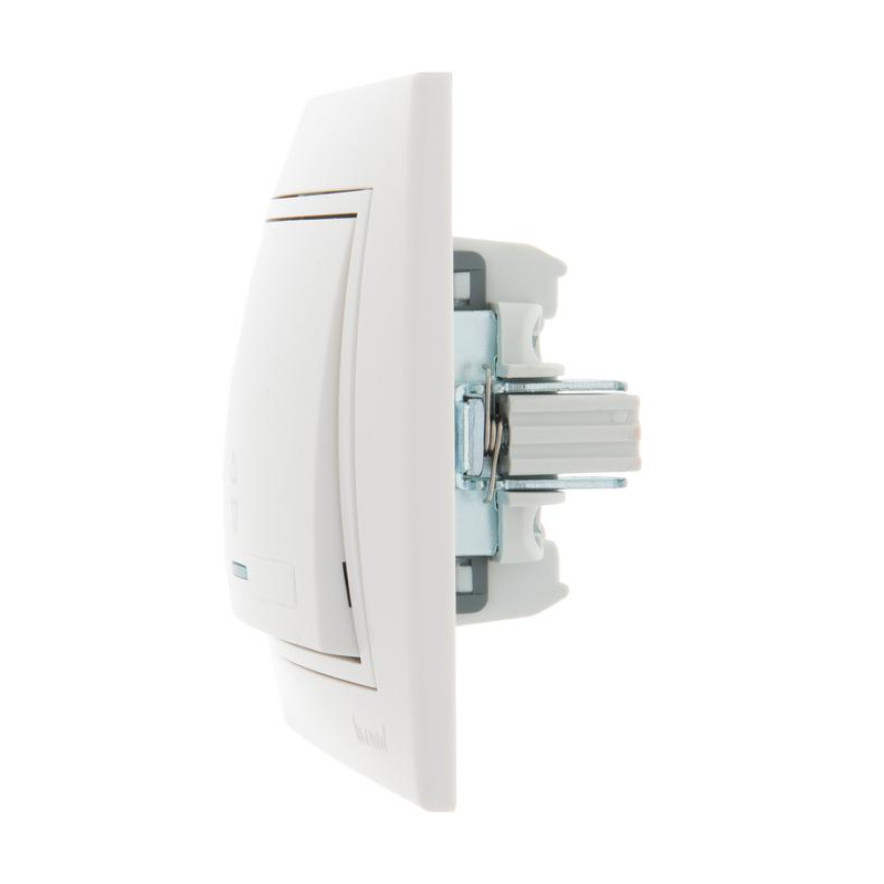 Выключатель проходной 1-кл. СП Мира 10А с подсветкой с бел. вставкой бел. LEZARD 701-0202-114