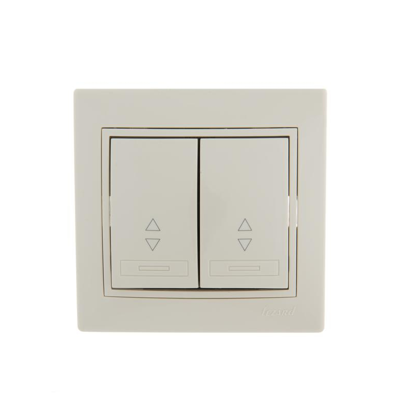 Выключатель проходной 2-кл. СП Мира 10А со вставкой крем. LEZARD 701-0303-106