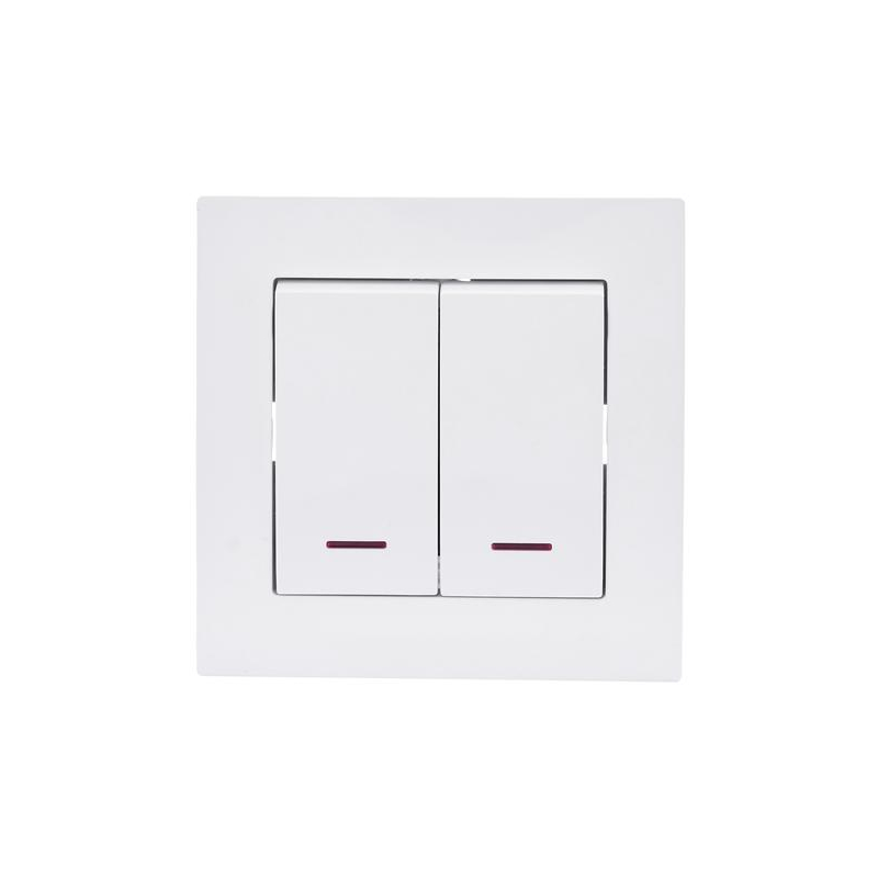 Выключатель 2-кл. СП Vesna с индикацией механизм бел. LEZARD 742-0288-112