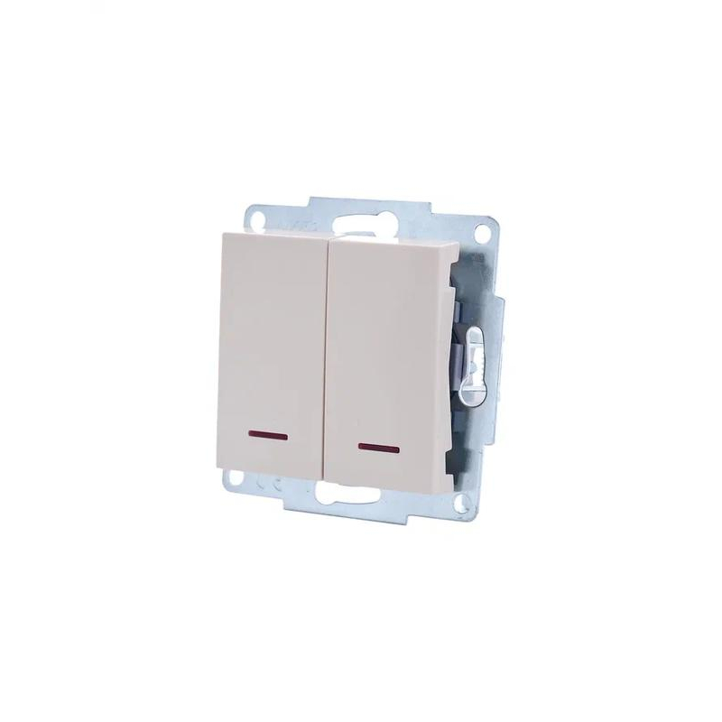 Выключатель 2-кл. СП Vesna с индикацией механизм крем. LEZARD 742-0388-112