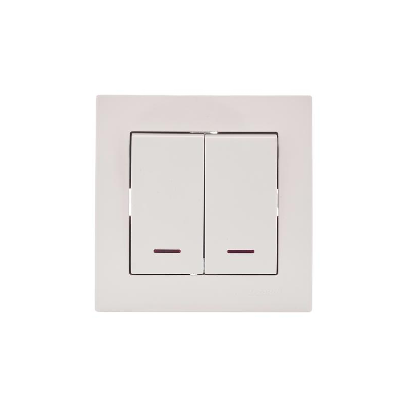 Переключатель проходной 1-кл. СП Vesna с индикацией механизм крем. LEZARD 742-0388-114