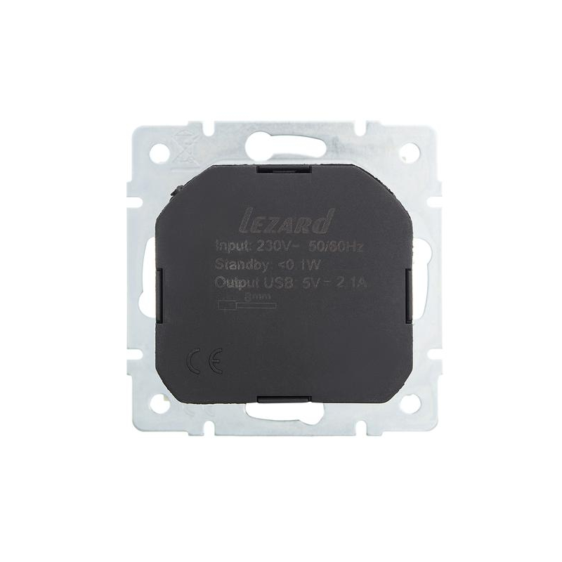 Розетка 1-м СП Vesna с заземл. с заряд. устройством USB механизм крем. LEZARD 742-0388-181