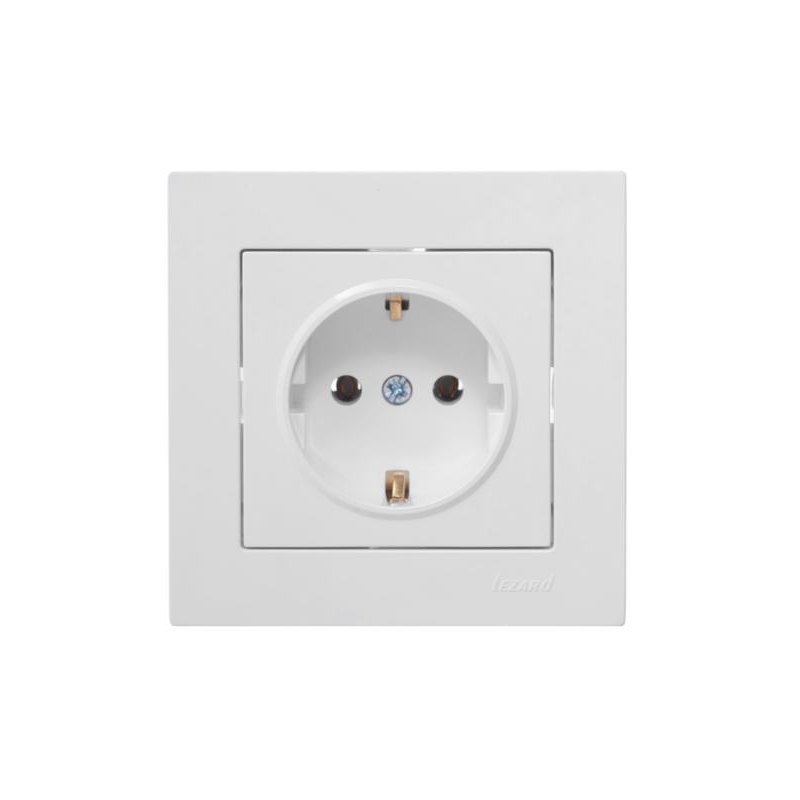 Розетка 1-м СП Vesna с заземл. ПБТ механизм бел. LEZARD 742-0288-122B