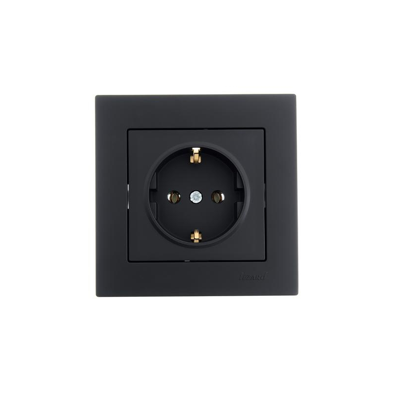Розетка 1-м СП Vesna с заземл. ПБТ механизм черн. бархат LEZARD 742-4288-122B