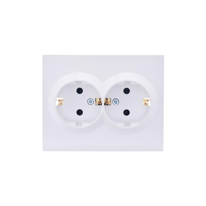 Розетка 2-м СП VESNA с заземл. со шторками ПБТ бел. LEZARD 742-0200-178B