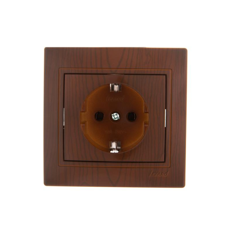 Розетка 1-м СП Мира 16А IP20 с заземл. керамика сосна LEZARD 701-0801-122