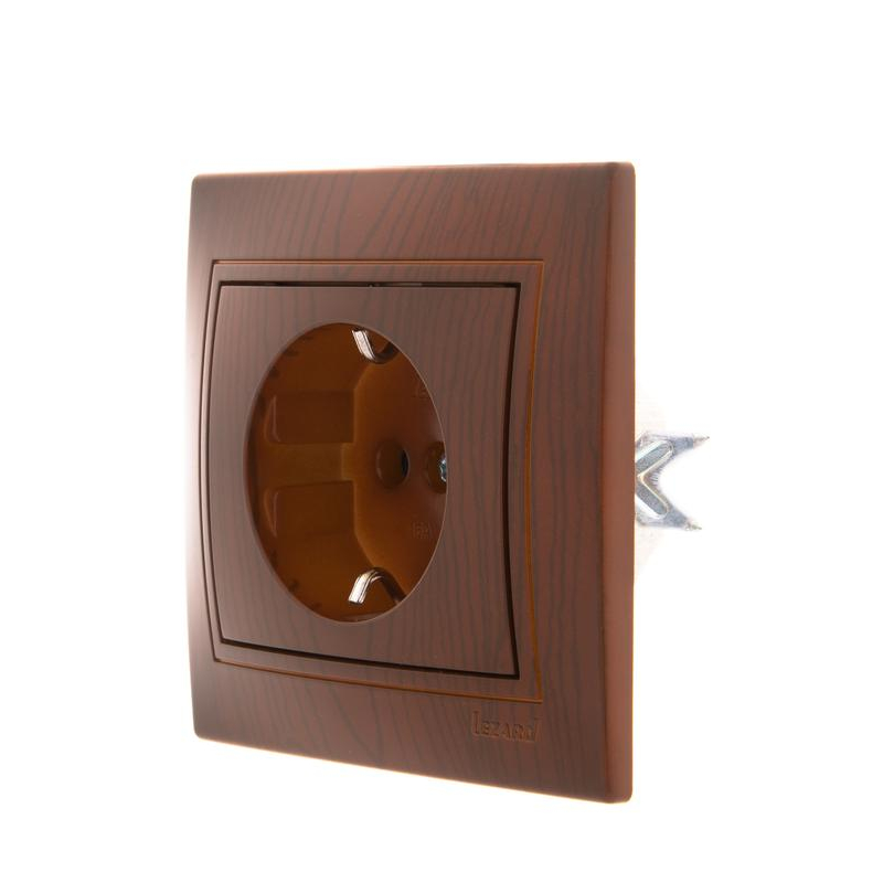 Розетка 1-м СП Мира 16А IP20 с заземл. керамика сосна LEZARD 701-0801-122