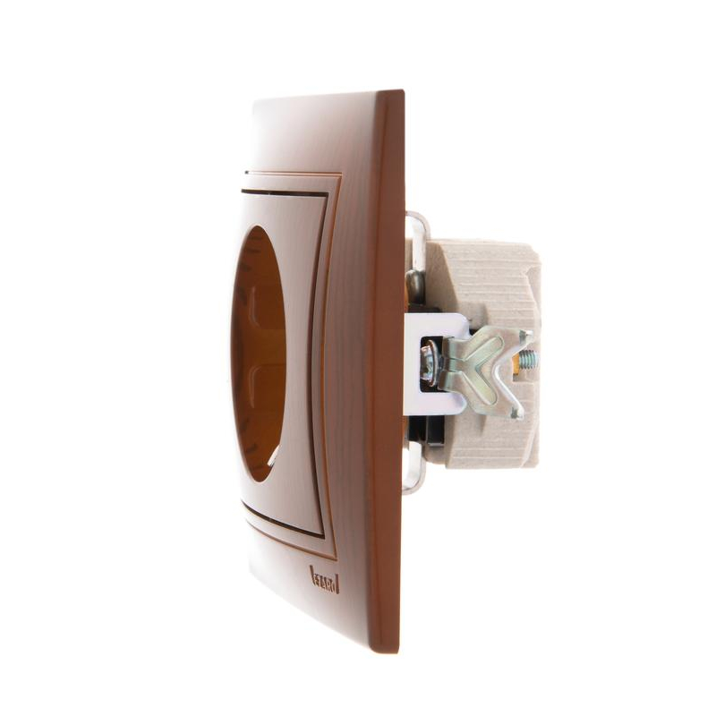 Розетка 1-м СП Мира 16А IP20 с заземл. керамика сосна LEZARD 701-0801-122