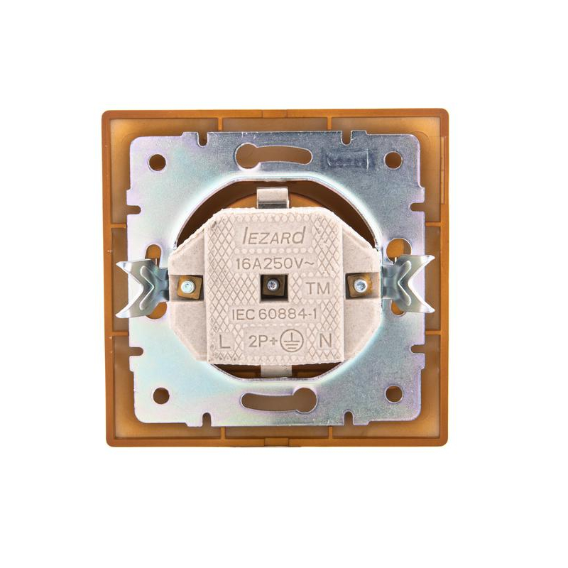 Розетка 1-м СП Мира 16А IP20 с заземл. керамика сосна LEZARD 701-0801-122
