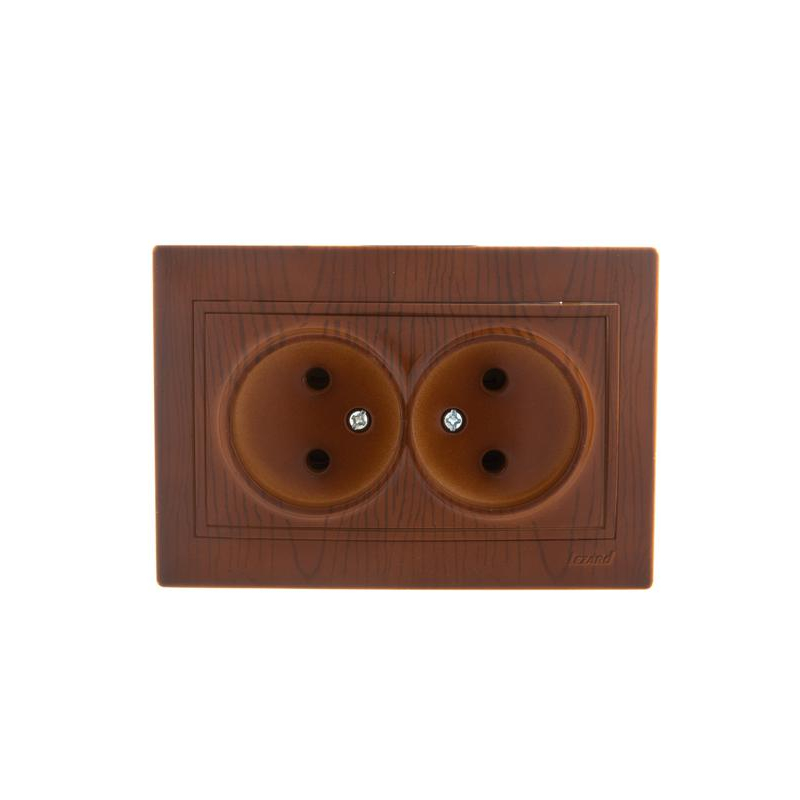 Розетка 2-м СП Мира 16А IP20 без заземл. керамика сосна LEZARD 701-0801-128