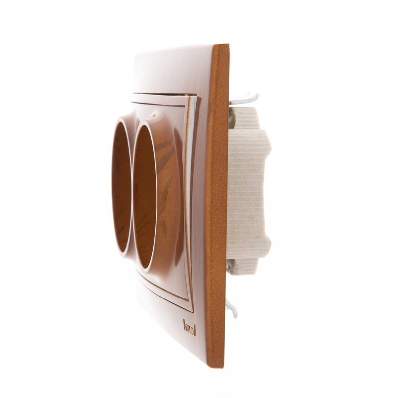 Розетка 2-м СП Мира 16А IP20 без заземл. керамика сосна LEZARD 701-0801-128