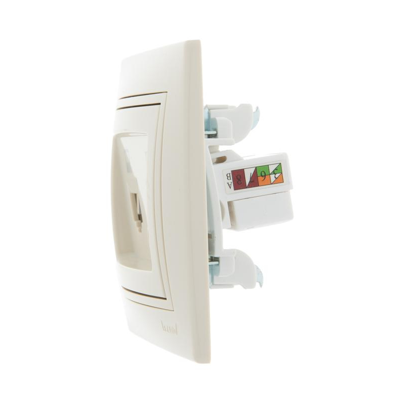 Розетка компьютерная RJ45 2-м СП Мира 16А IP20 со вставкой крем. LEZARD 701-0303-141