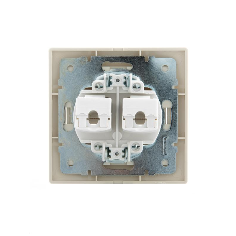 Розетка компьютерная RJ45 2-м СП Мира 16А IP20 со вставкой крем. LEZARD 701-0303-141