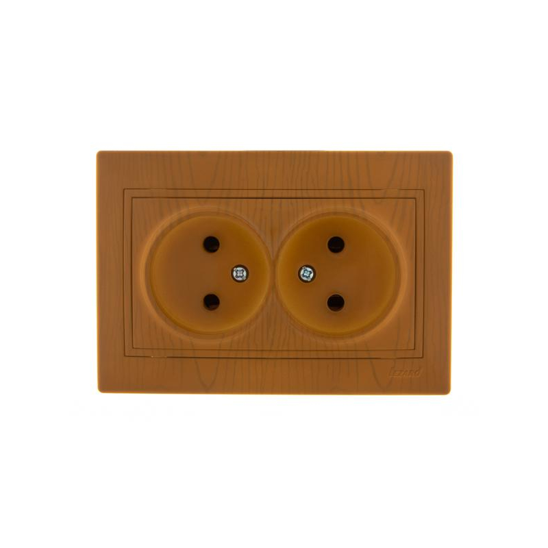 Розетка 2-м СП Мира 16А IP20 без заземл. керамика ольха LEZARD 701-0701-128