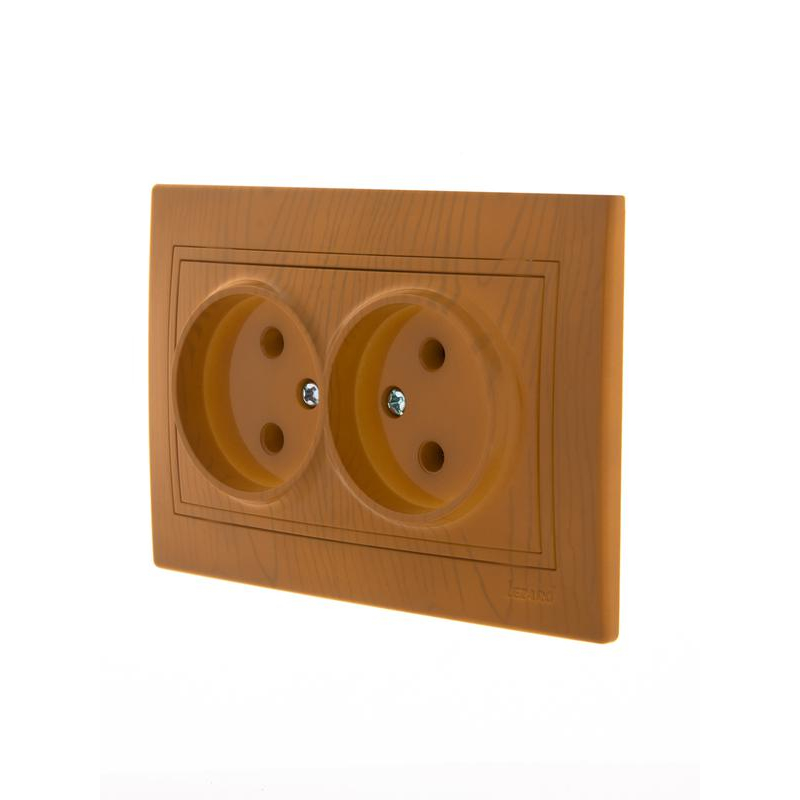Розетка 2-м СП Мира 16А IP20 без заземл. керамика ольха LEZARD 701-0701-128