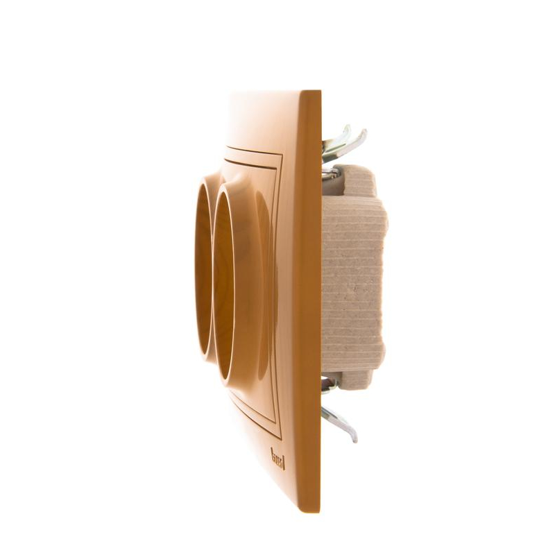 Розетка 2-м СП Мира 16А IP20 без заземл. керамика ольха LEZARD 701-0701-128