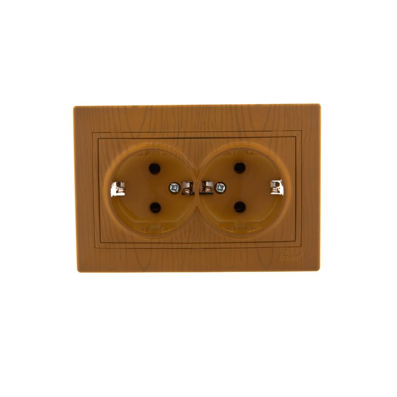 Розетка 2-м СП Мира 16А IP20 с заземл. керамика ольха LEZARD 701-0701-127