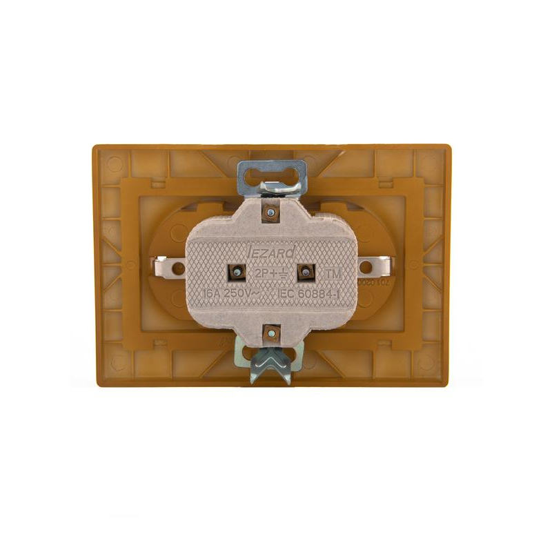 Розетка 2-м СП Мира 16А IP20 с заземл. керамика ольха LEZARD 701-0701-127