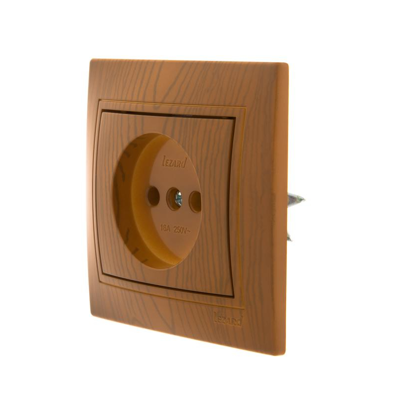 Розетка 1-м СП Мира 16А IP20 без заземл. керамика ольха LEZARD 701-0701-121
