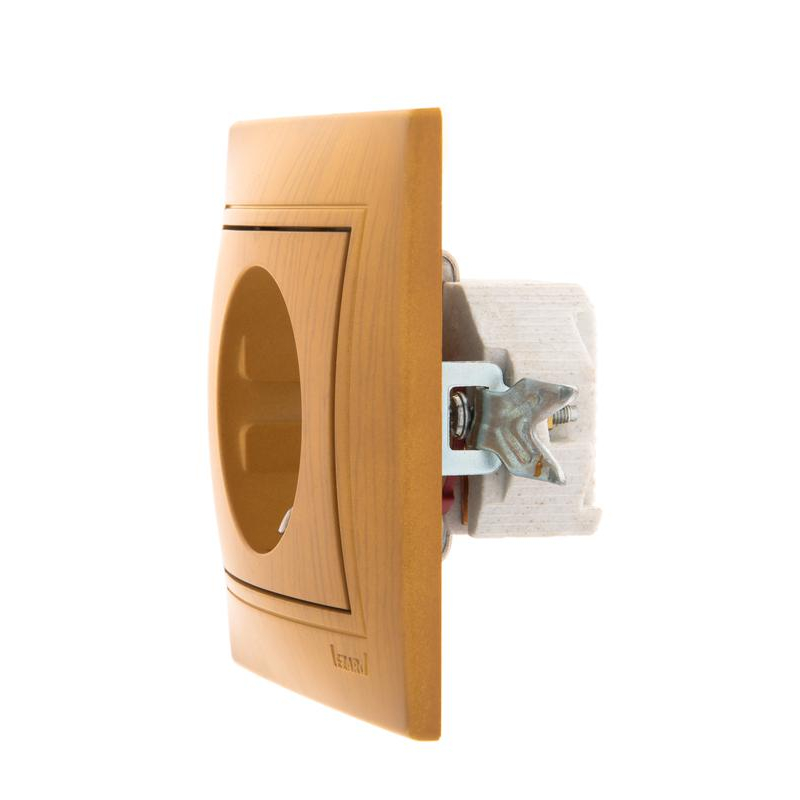 Розетка 1-м СП Мира 16А IP20 с заземл. защ. шторки керамика ольха LEZARD 701-0701-124