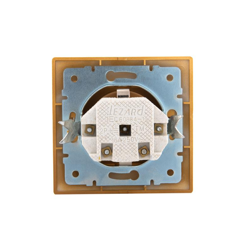 Розетка 1-м СП Мира 16А IP20 с заземл. защ. шторки керамика ольха LEZARD 701-0701-124