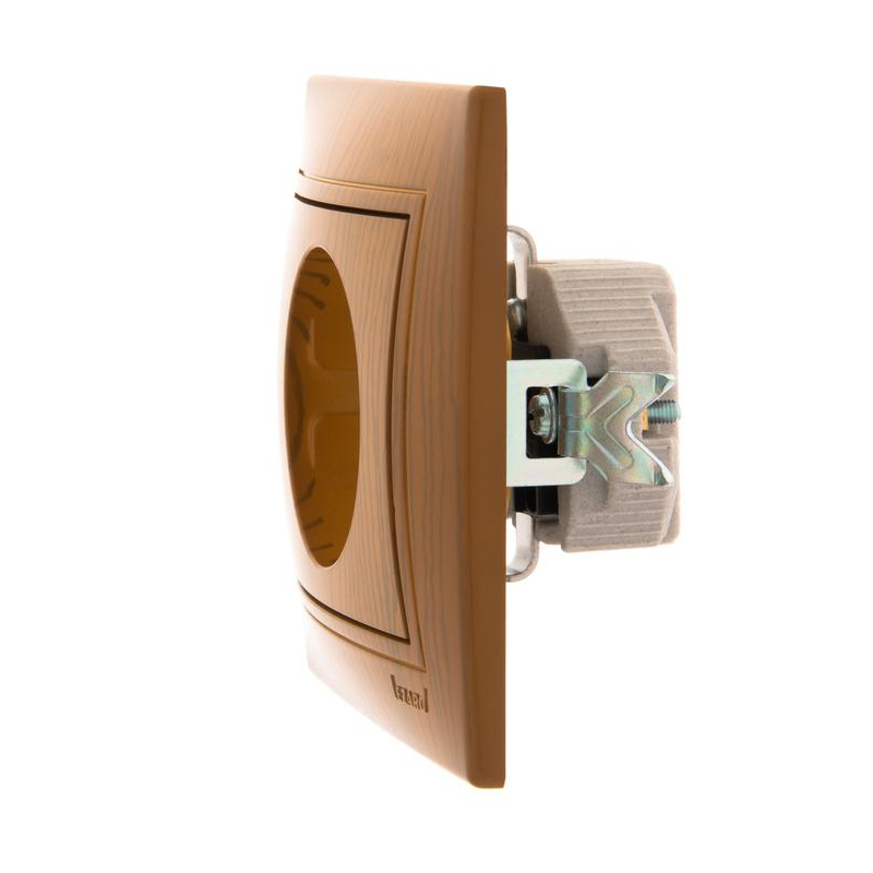 Розетка 1-м СП Мира 16А IP20 с заземл. керамика ольха LEZARD 701-0701-122