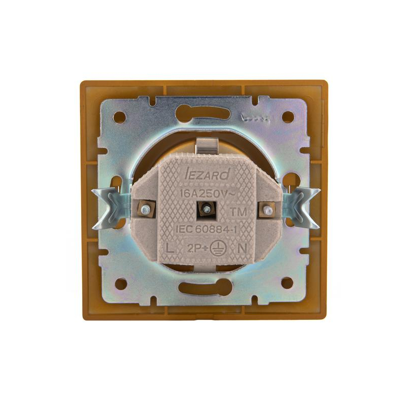Розетка 1-м СП Мира 16А IP20 с заземл. керамика ольха LEZARD 701-0701-122