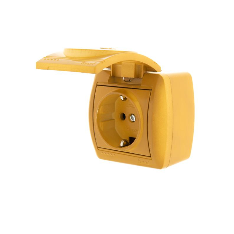 Розетка 1-м ОП Ната 16А IP20 с заземл. с крышкой керамика ольха LEZARD 710-0700-123