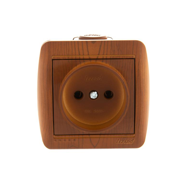Розетка 1-м ОП Ната 16А IP20 без заземл. керамика сосна LEZARD 710-0800-121