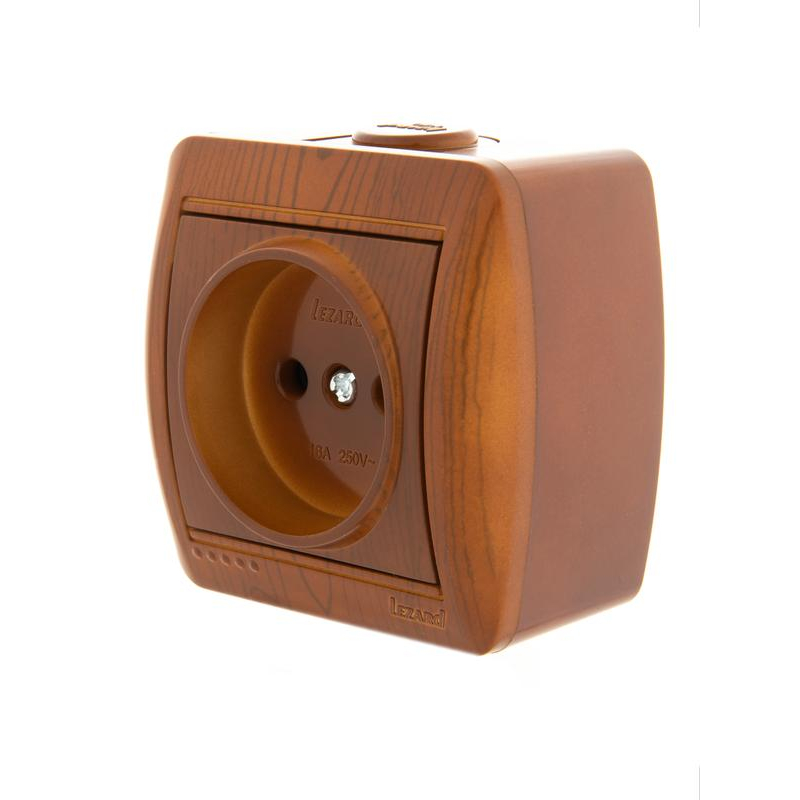 Розетка 1-м ОП Ната 16А IP20 без заземл. керамика сосна LEZARD 710-0800-121
