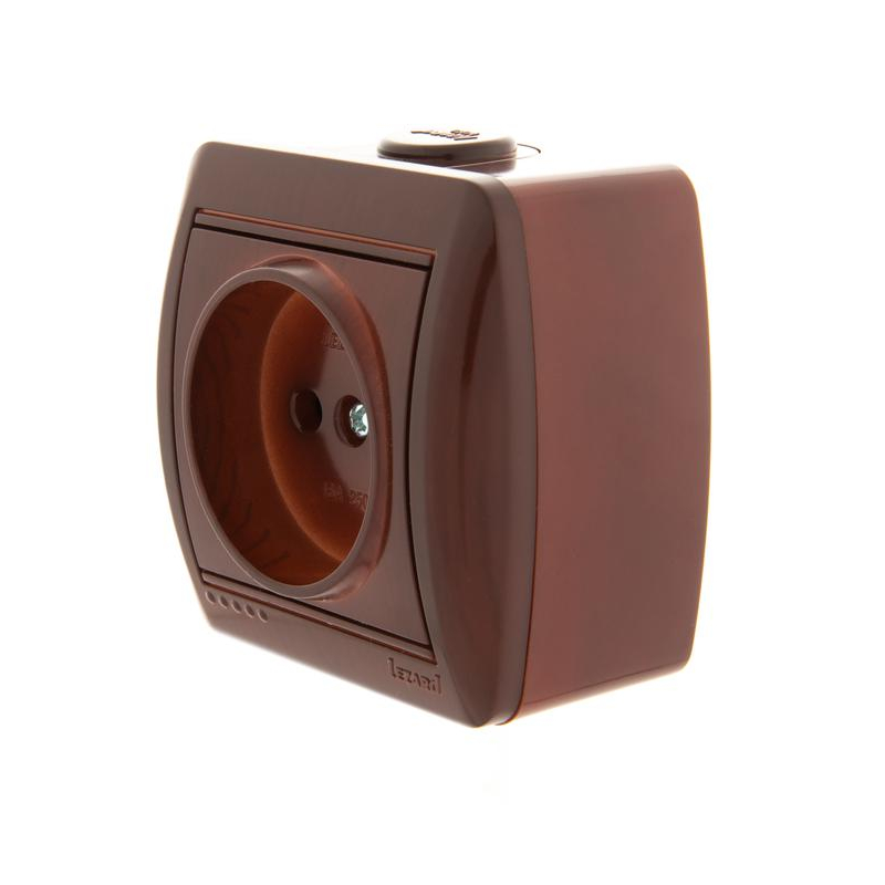 Розетка 1-м ОП Ната 16А IP20 без заземл. керамика вишня LEZARD 710-0600-121