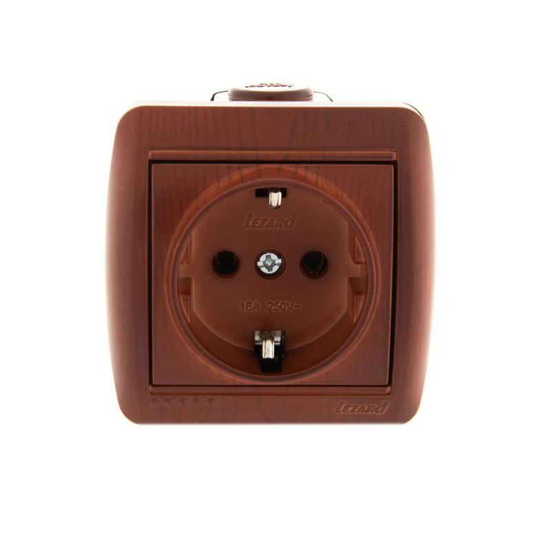 Розетка 1-м ОП Ната 16А IP20 с заземл. керамика вишня LEZARD 710-0600-122