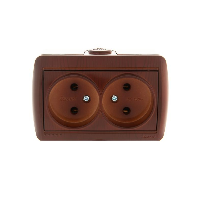 Розетка 2-м ОП Ната 16А IP20 без заземл. керамика вишня LEZARD 710-0600-128