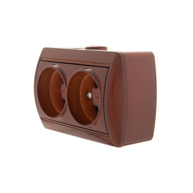 Розетка 2-м ОП Ната 16А IP20 без заземл. керамика вишня LEZARD 710-0600-128