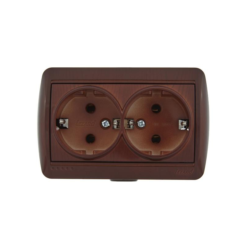 Розетка 2-м ОП Ната 16А IP20 с заземл. керамика вишня LEZARD 710-0600-127