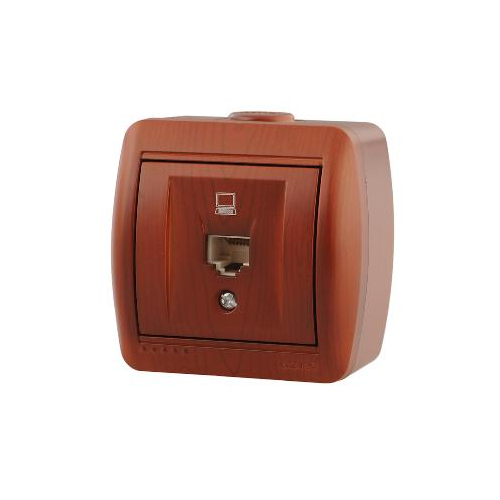 Розетка компьютерная 1-м ОП Ната RJ45 вишня LEZARD 710-0600-139