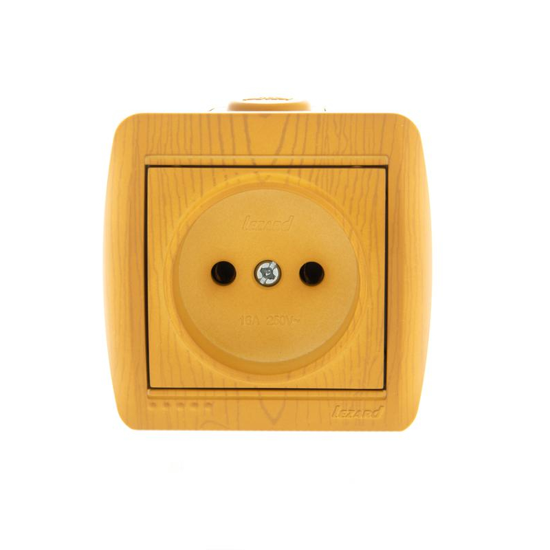 Розетка 1-м ОП Ната 16А IP20 без заземл. керамика ольха LEZARD 710-0700-121