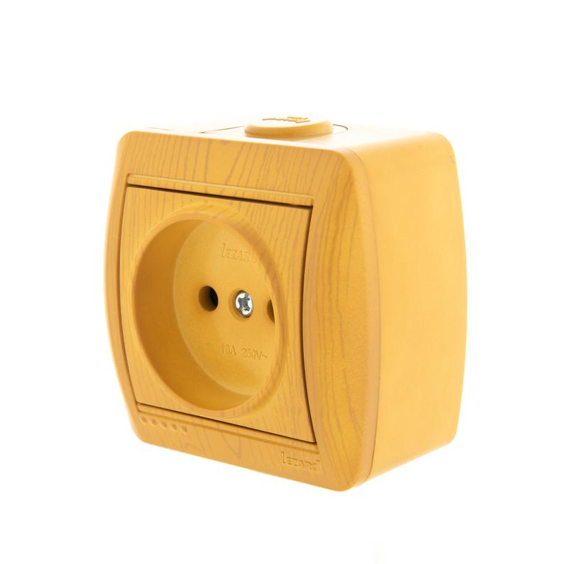 Розетка 1-м ОП Ната 16А IP20 без заземл. керамика ольха LEZARD 710-0700-121