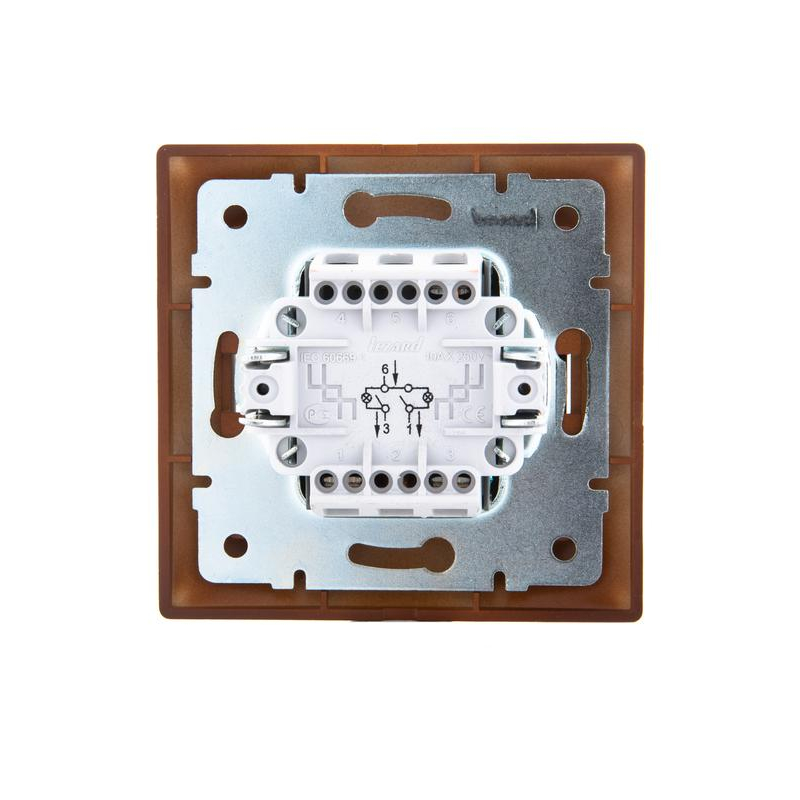 Выключатель 2-кл. СП Мира 10А с подсветкой сосна LEZARD 701-0801-112