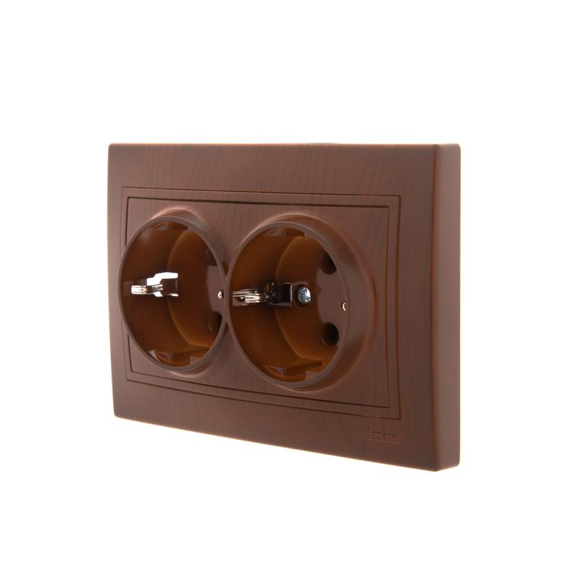 Розетка 2-м СП Мира 16А IP20 с заземл. керамика сосна LEZARD 701-0801-127