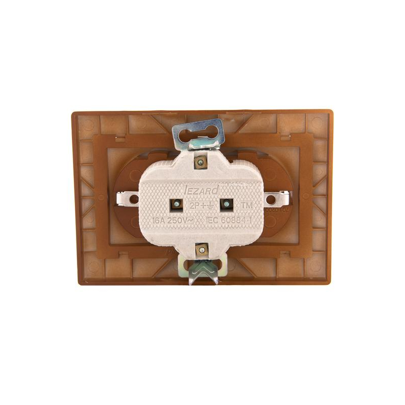 Розетка 2-м СП Мира 16А IP20 с заземл. керамика сосна LEZARD 701-0801-127