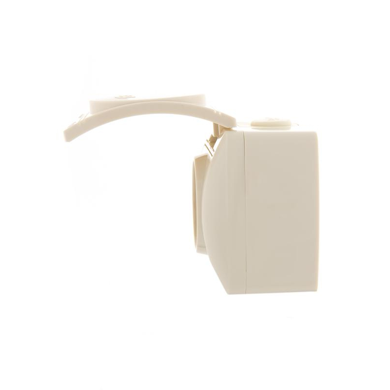 Розетка 1-м ОП Ната 16А IP20 с заземл. с крышкой керамика крем. LEZARD 710-0300-123