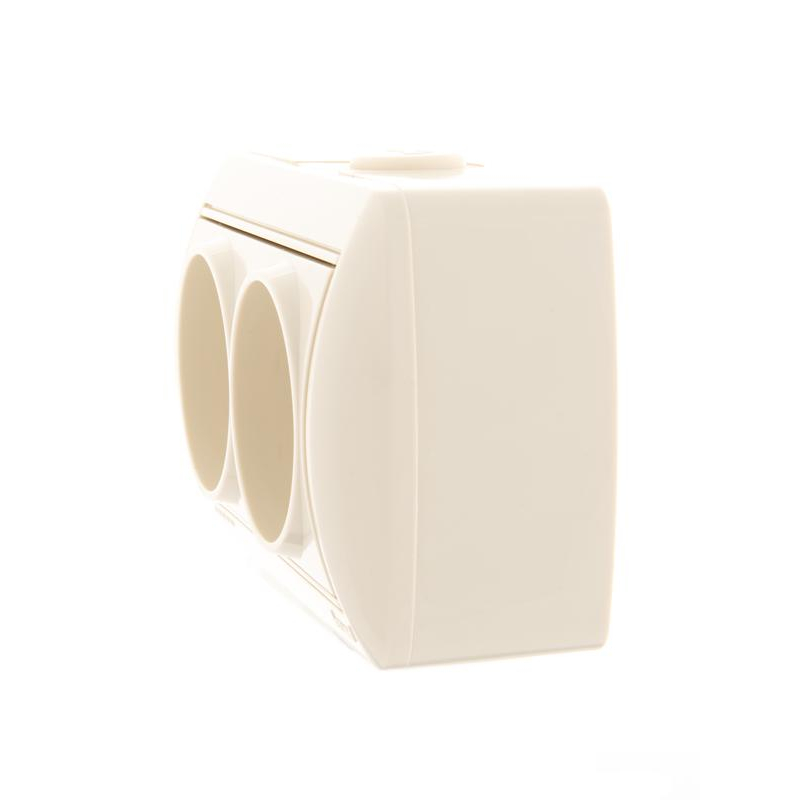 Розетка 2-м ОП Ната 16А IP20 без заземл. керамика крем. LEZARD 710-0300-128